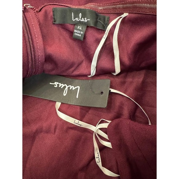 Lulus Burgundy Strapless High Slit Maxi Dress Formal Evening Gown XL - Picture 11 of 13